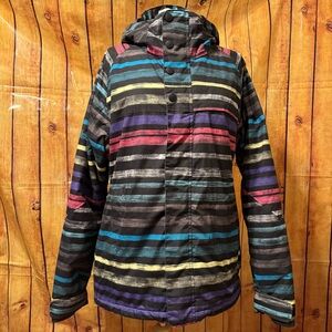 Burton Multicolor Dryride Striped Winter Ski Snowboard Jacket, Women’s size XL